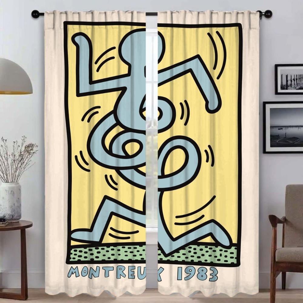 

Затемняющие шторы Keiths Harings для гостиной, оконные шторы для комнаты, 2-х панельные шторы, занавески для домашнего интерьера, перегородки для кухни W50xH70cmx2pcs-CL