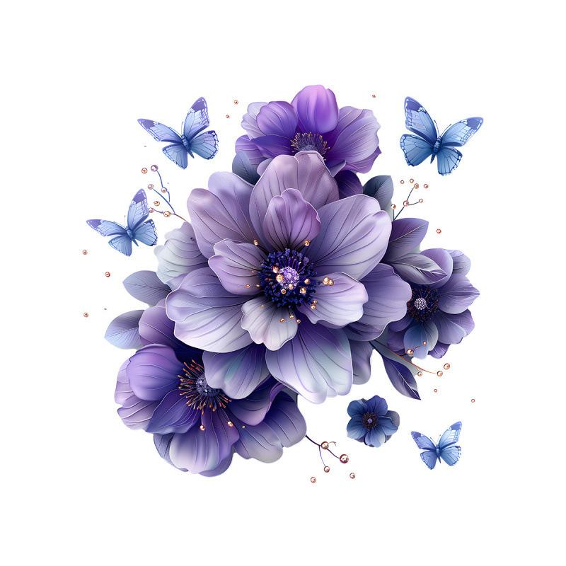 

Креативная фиолетовая наклейка с цветком и бабочкой, самоклеящаяся наклейка на стену для гостиной, спальни, прихожей, домашнего декора 30x60cm фиолетовый