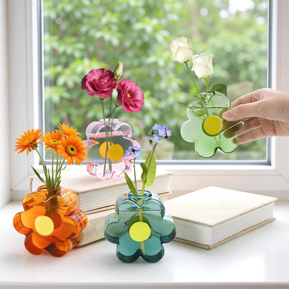 Clear Colorful Flower Vases Hydroponic Plant Vase Creative Vases for Flowers Modern Style  Home Office Wedding Decoration