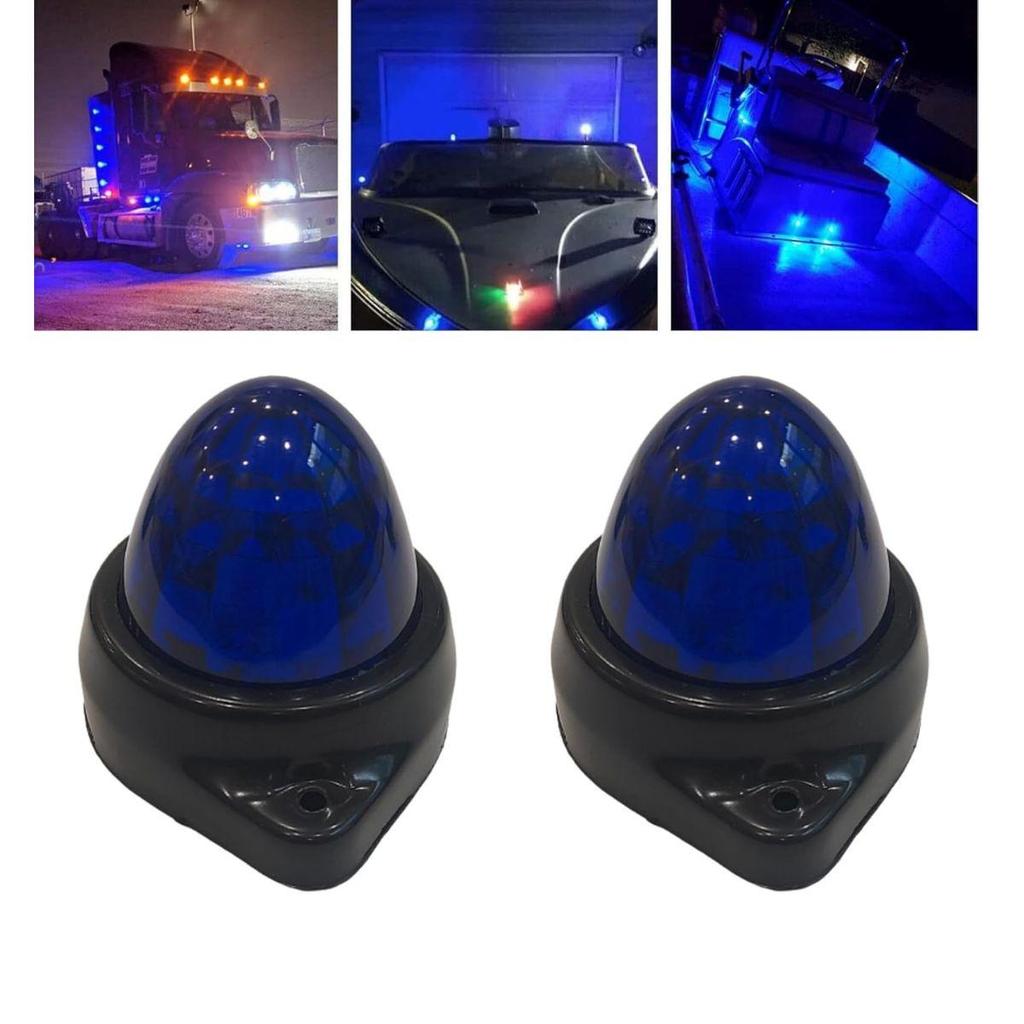APSMOTIV 4-Pack Blue LED Side Marker Lights 24V – Waterproof Universal Truck RV Bus Trailer Bubble Lights