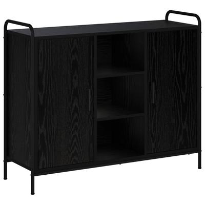 Sideboard Black Oak Look 97 X 33 X 81 Cm Engineered Wood