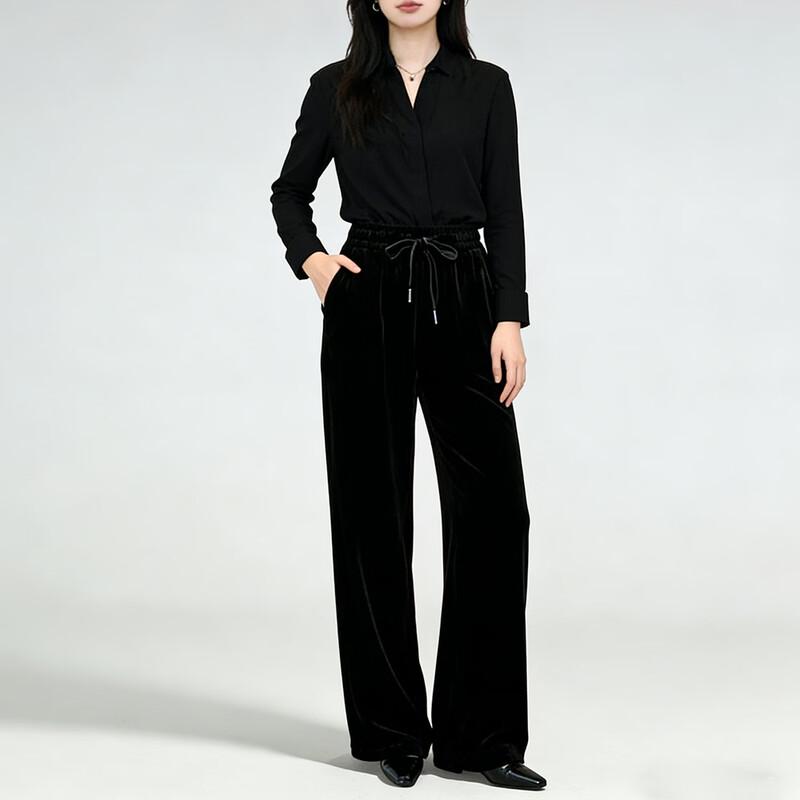 

Han Meng Xuan 100% Mulberry Silk Velvet Wide-Leg Pants XXL