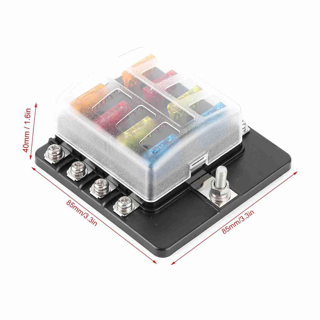 8-Way Water Proof Fuse Block with LED Indicator, Screw Nut Terminal Box for Car Boat Marine