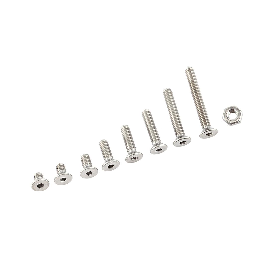 M2.5 A2 Stainless Steel Hex Socket Screws Bolt With Hex Nuts Assortted Set(Flat Head)