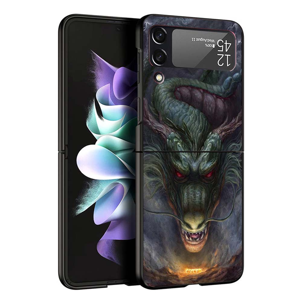 Asian Dragons Animal Tattoo Cool Hard Black Cover for Samsung Galaxy Z Flip 7 6 5 4 3 5G Phone Case Flip7 Flip6 Flip5 Flip4 Flip