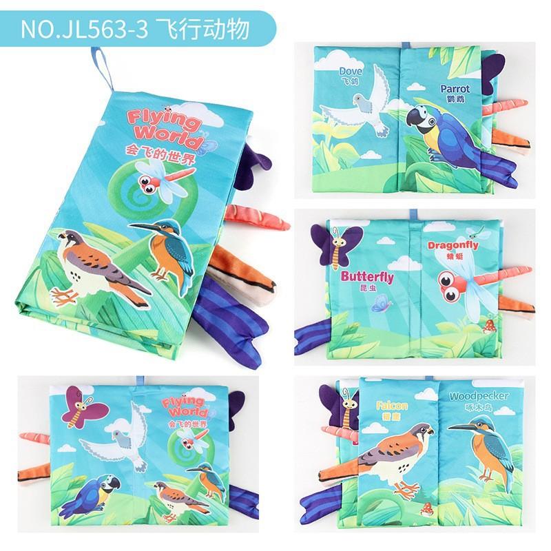 Baby Baby Sea, Land And Air Tail Cloth Book, Chinese And English Ocean Forest Flying Animal Palm Book Early Education Toy