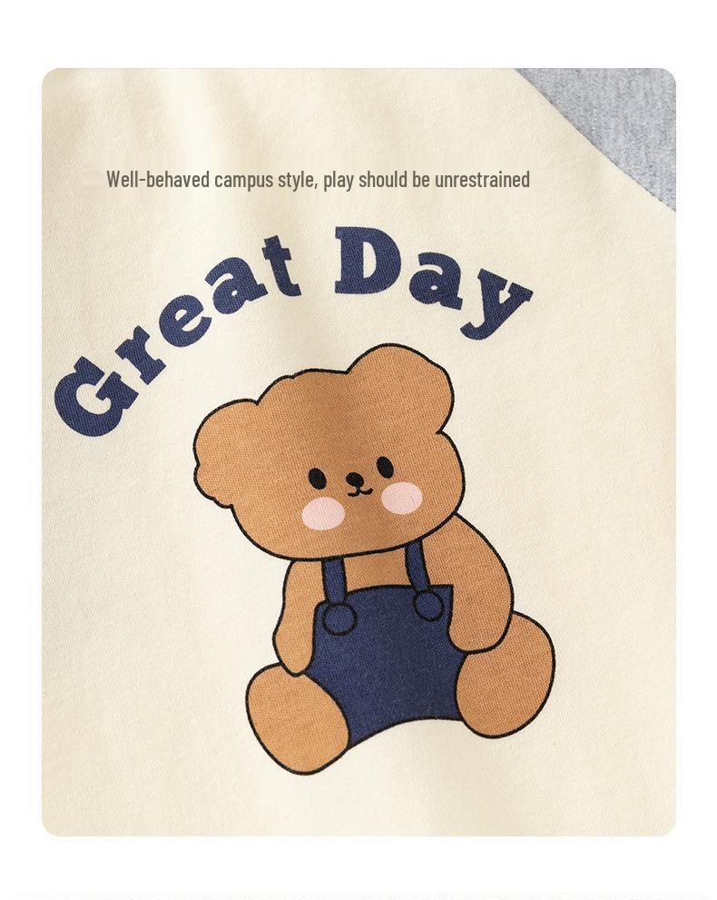 Barnens bomullssweatshirtset: Sportig och Modetrendig Långärmad Tvådelad för Småbarn - Vår och Höst