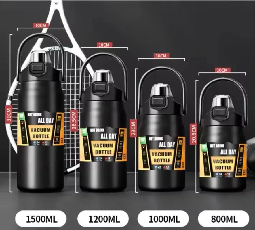 Isolierte Wasserflasche mit Strohhalm Thermische Vakuumbecher für heiße kalte Getränke Edelstahl Thermoskannen Flasche für Männer Frauen Sport Fitnessstudio
