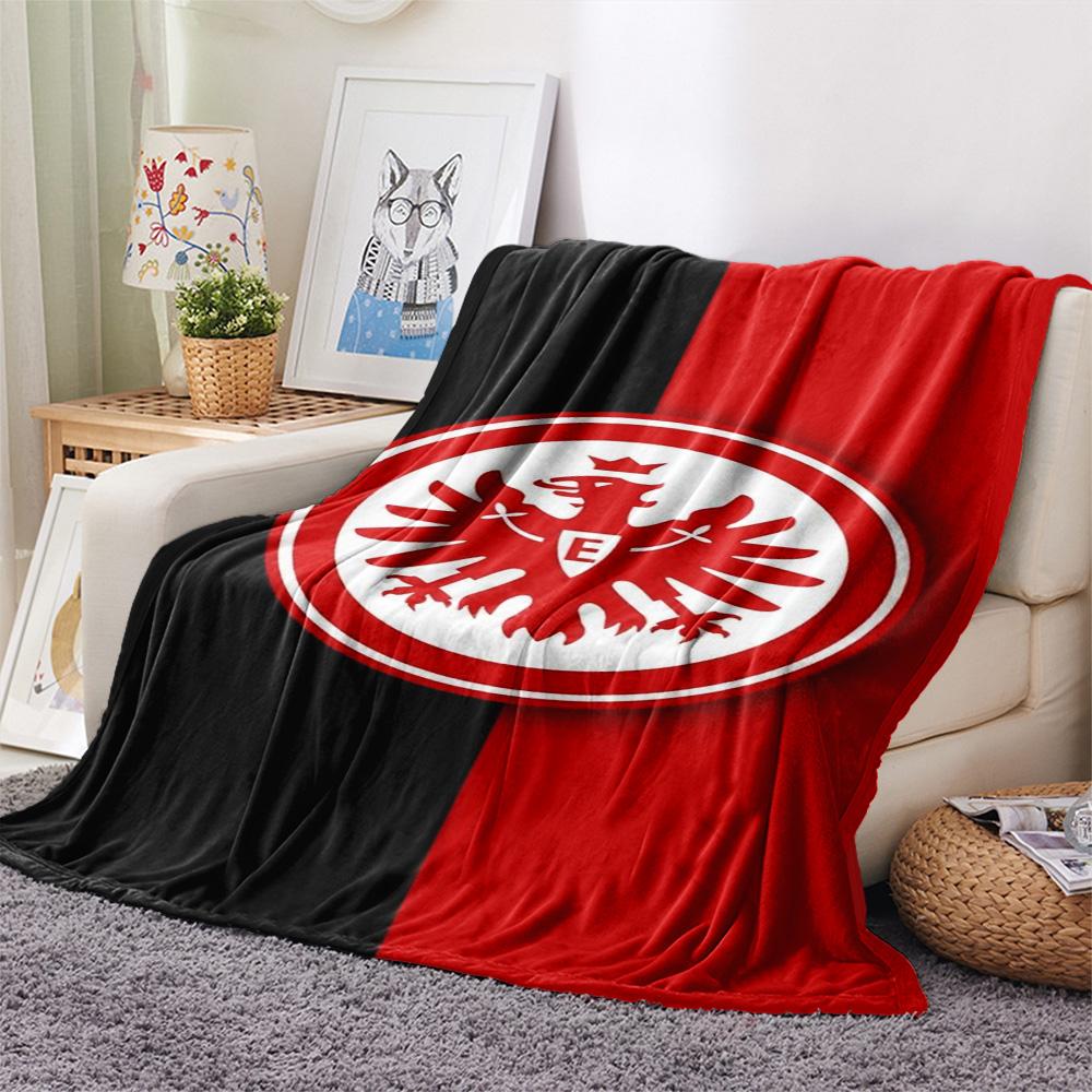Eintracht Frankfurt Team Logo Flannel Throw Blanket, Soft Warm Sofa Bed Cover, Soccer Fan Home Decor Blanket