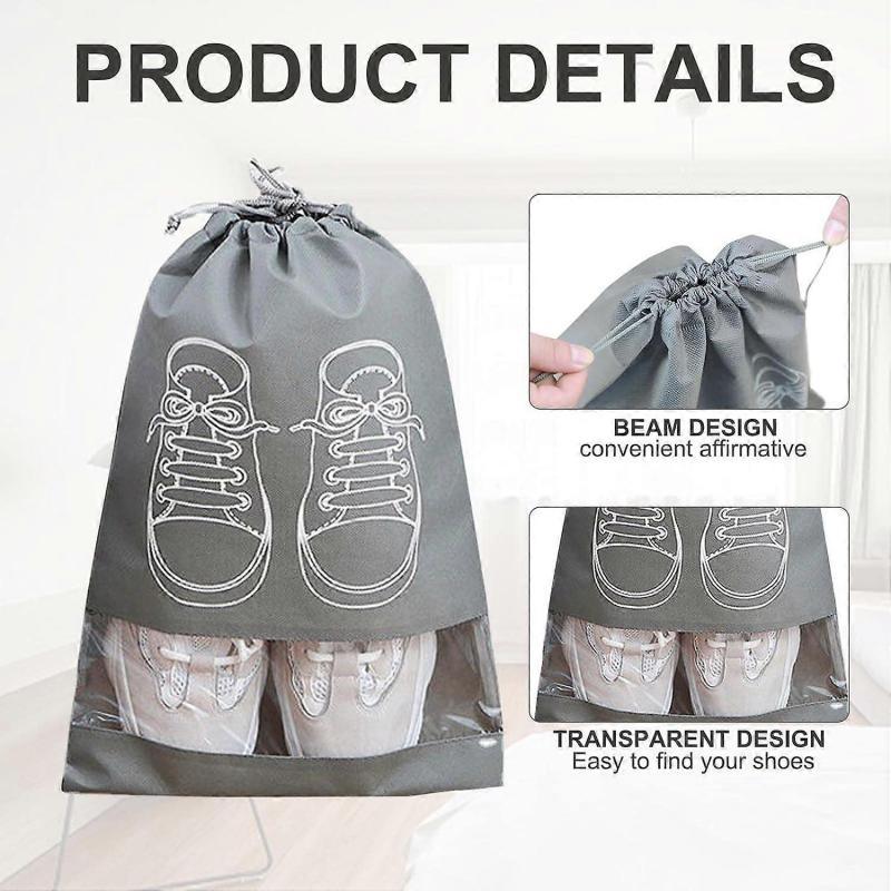 5 Pcs Large Shoe Storage Bags, Dustproof Drawstring Shoes Bags with Transparent Slot, Portable Waterproof Packing Organizers