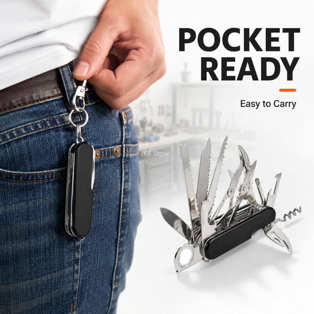 11 in 1 Stainless Steel Folding Pocket Tool Multifunctional Screwdriver Pliers for Outdoor Camping Repair Emergency Daily Use