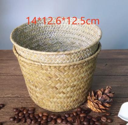 1Pcs Saving Handmade Basket Cosmetics Storage Basket Desktop Organization Home Supply  Rope Weaving Storage Box Round Space