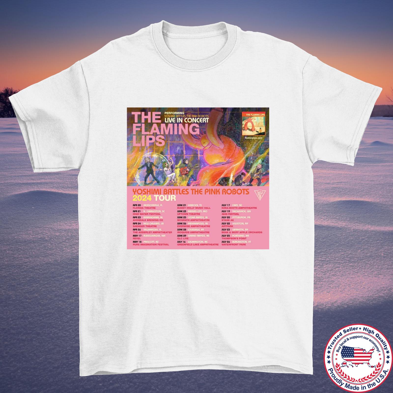Футболка с логотипом группы The Flaming Lips Тур 2024 Топы Футболка Полный размер S-4XL XL