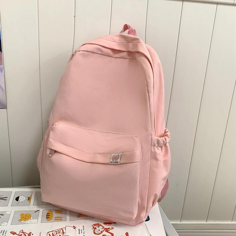 New Waterproof Nyl Women Backpack Female Travel Bag Backpacks Schoolbag for Teenage Girls Solid Color Bookbag