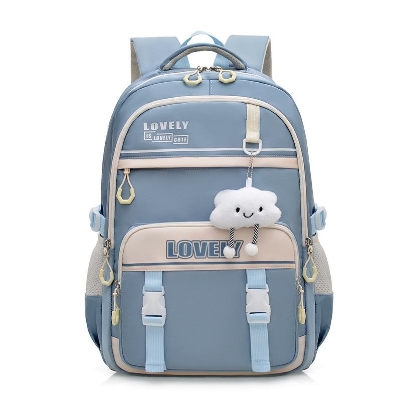 

Simple backpack girl new cute high-value schoolbag student large-capacity backpack Without pendant синій