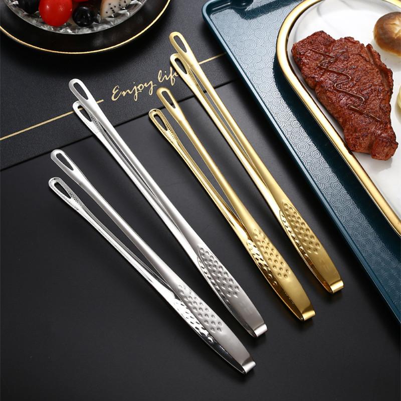304 Stainless Steel Barbecue Food Tongs Long Handle Non-Slip Hollow Meat Salad Clip Kitchen Accessories