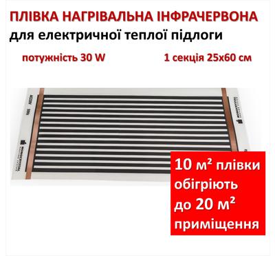 Infračervená topná fólie pro podlahové vytápění Monocrystal ENP-1, sekce 25x60cm, 30 W/sekce (cena za 1 sekci)