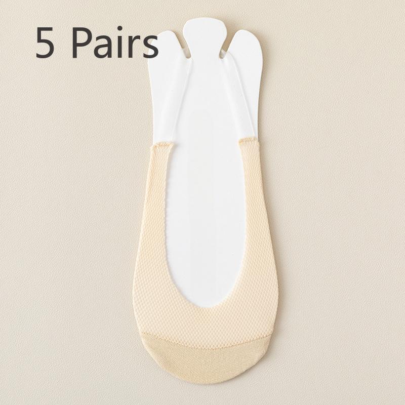 5 par damskich letnich cienkich bawełnianych podeszwą antypoślizgowych z półpalcem na pięcie skarpetki niewidoczne z jedwabiu lodowego