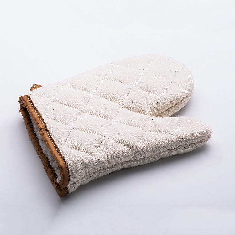 Small Pure Cotton Heat-Resistant Oven Gloves - Thick, White Insulated Baking Mitts