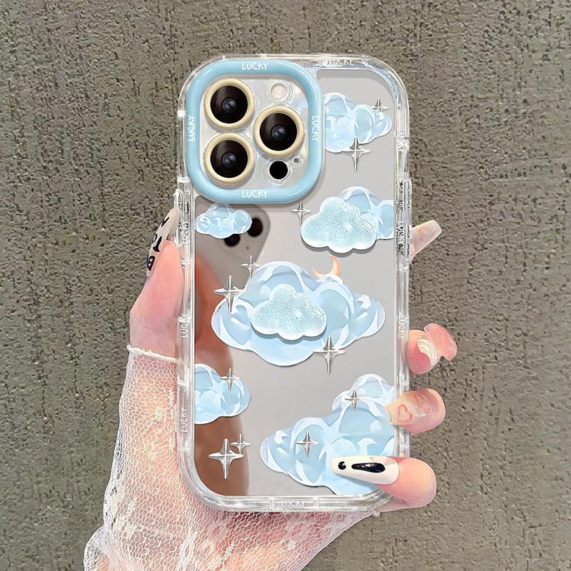 

Ins Cloud Doll, применимый к iPhone16, чехол для Apple Phone 15 Promax Mirror 14 Прозрачный 13 Защита от падения 12 iPhone 7 Plus/8 Plus