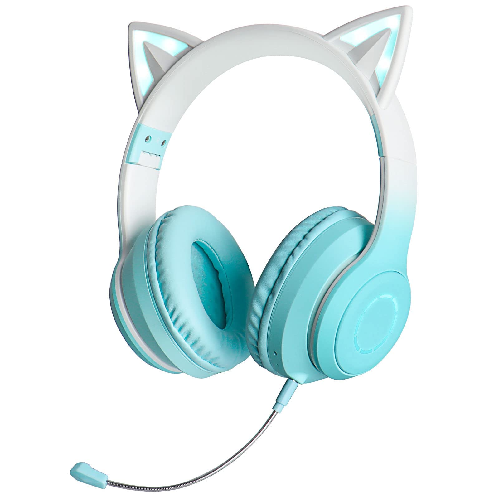 

DWCQRTM Cat Ear Wireless Headphones with Rainbow Color Bluetooth Japanese Instruction Manual Adjustable Wired and Perfect Gift for and New and зелений