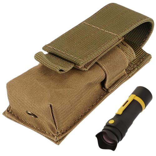 Flashlight Pouch | Flashlight Holder Holster | Elastic Cord Buckle Closure Torch Carry Case Light Nipper Military Fan Flashlight Bag Small Single Tool
