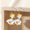 Cross-border new cute little yellow duck earrings 2D flat acrylic creative cartoon animal backpack duckling