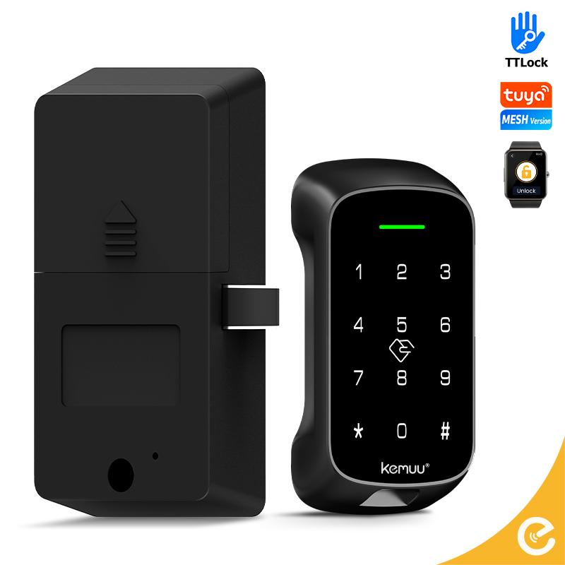 Kemuu Handle Design Locker Lock Gym Locker Smart Lock Office Gym Furniture Electronic Password Digital Cabinet (Black,TTlock version&app+password+card) чёрный