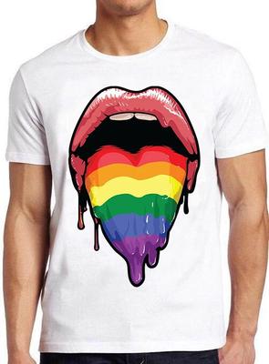 Lips Tongue Melting LGBT Pride Funny Cool Meme Cult Movie Gift Tee T Shirt M783