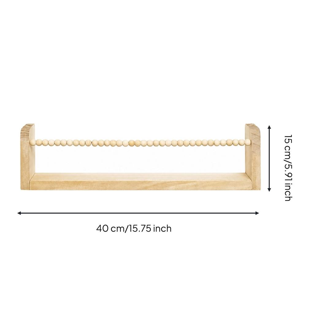 Wall-Mounted Wooden Storage Shelf Child-Friendly Wall with Bead