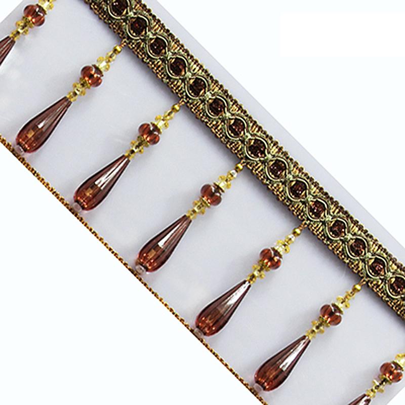 1M Gardinkvastar Kristallpärlats Spetsfrans DIY Gardinsömnad Trim Kvastkant Band Kläddekorationstillbehör Ny