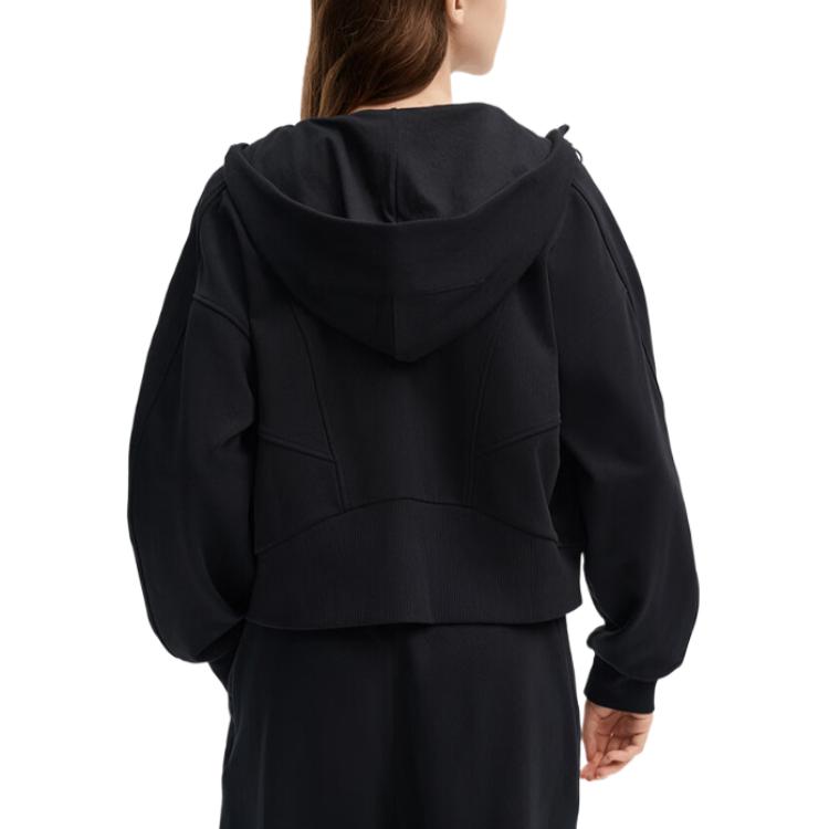 Fila Logo Embroidered Zipper Hooded Jacket Women Jackets Black F11W439505FBK