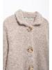 European & American Style Women's Faux Fur Knitted Cardigan with Floral Buttons