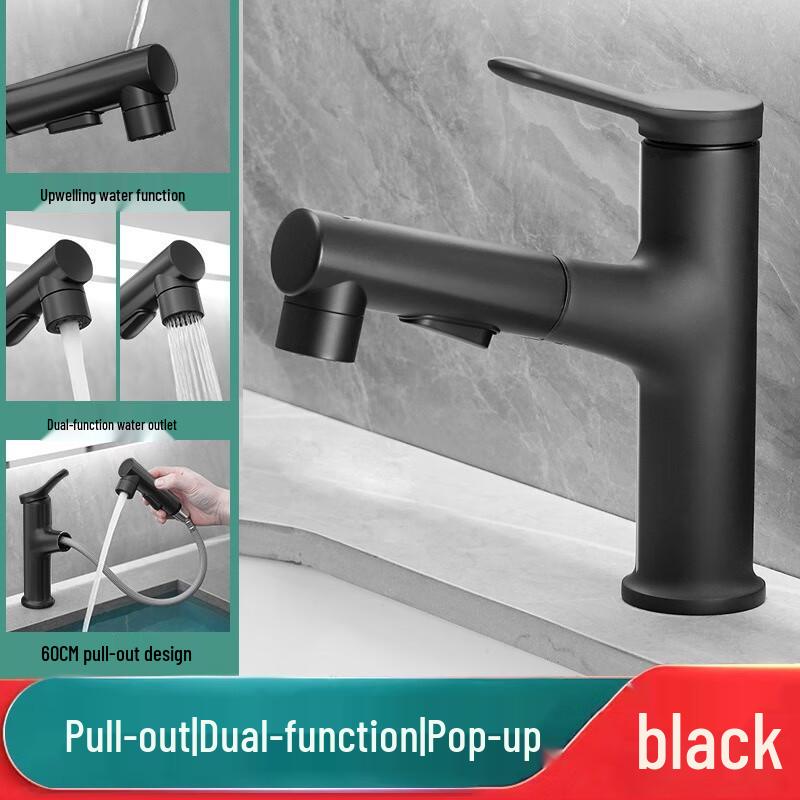 TLXT Brass Pull-Out Bathroom Faucet