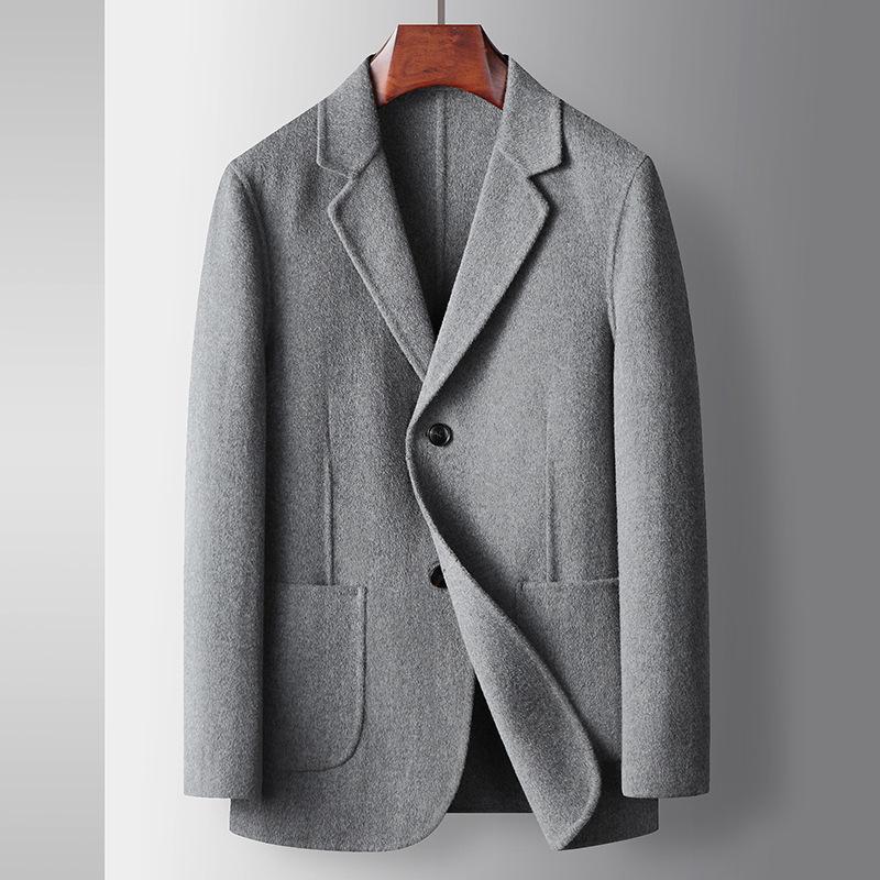 Autumn and Winter Handmade Wool Single West Middle-aged and Young People Solid Color Business Double-sided Woolen Suit Jacket