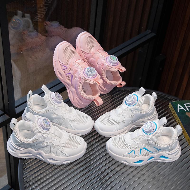 Chaussures de Course Garçons Filles Antidérapantes Étudiants Baskets Respirantes Mesh Printemps Automne Nouveauté Chaussures de Sport Enfants Bouton Rotatif
