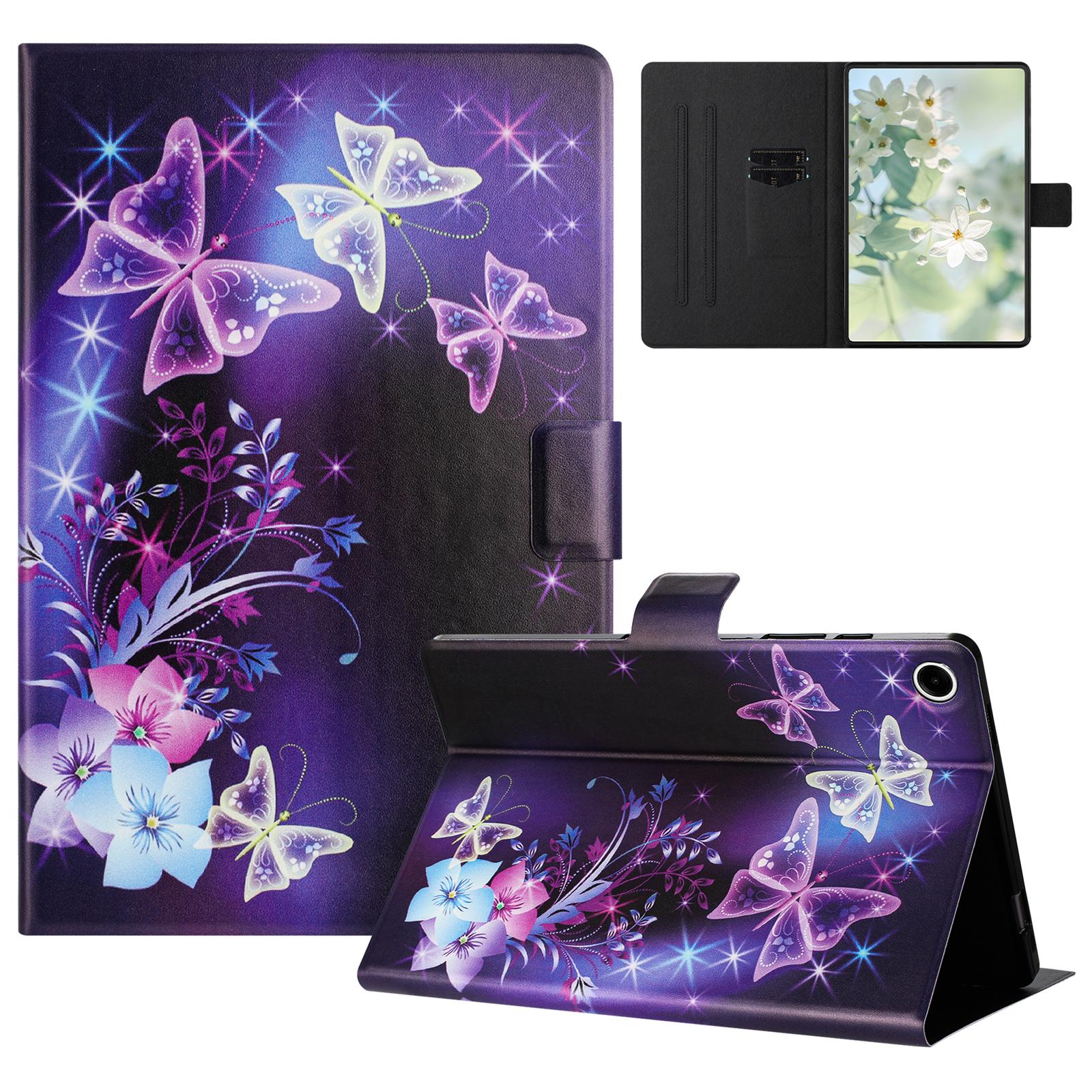 

For Samsung Galaxy Tab A11/A9 Case Pattern Printed Stand Litchi Texture Leather Tablet Cover with Card Slots B