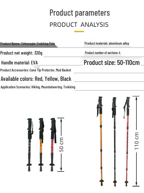 Telescopic Non-Slip Aluminum Alloy Hiking Poles for Seniors - Anti-Fall Walking Sticks