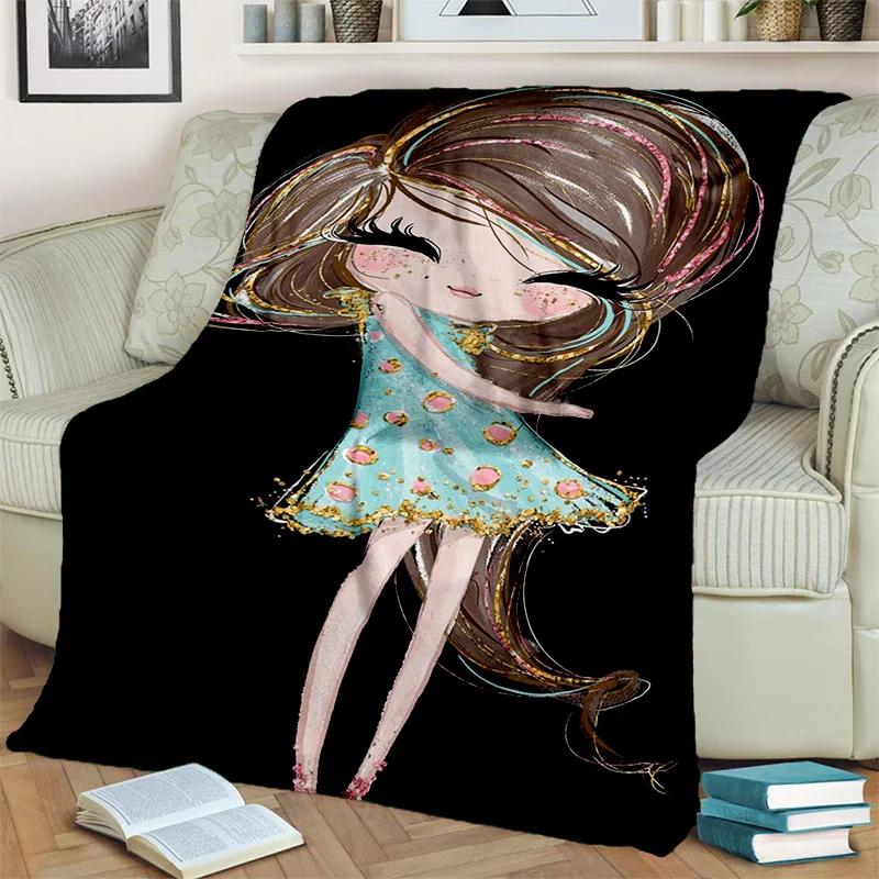 Cute Ballet Girl Ballerina Fairy Cartoon Blanket,soft Throw Blanket for Home Bedroom Bed Sofa Picnic Office Cover Blanket Kids