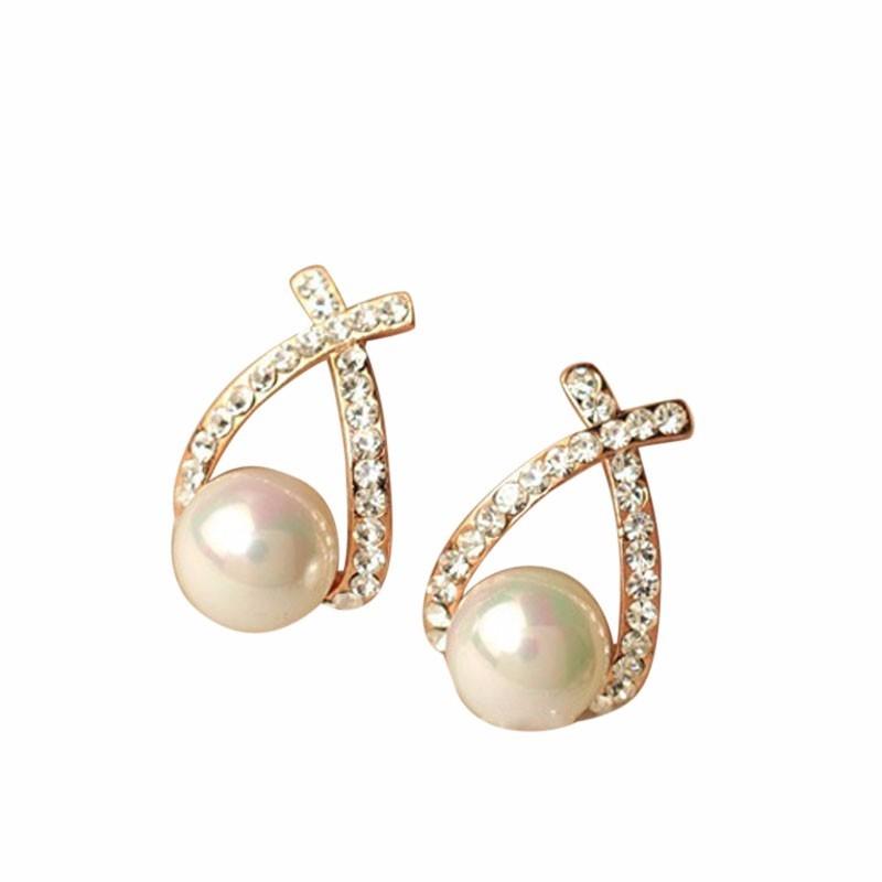 1 Pair Elegant Women Lady Fashion Crystal Rhinestone Ear Stud Earrings