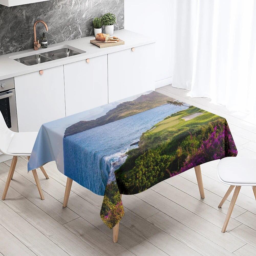 Natural World Landscape Tablecloth Camping  Waterproof Rectangular  Restaurant Table Home Decor
