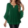 Women's Fashionable Solid Color Round Neck Seven Quarter Sleeved Shirt Loose Casual Top