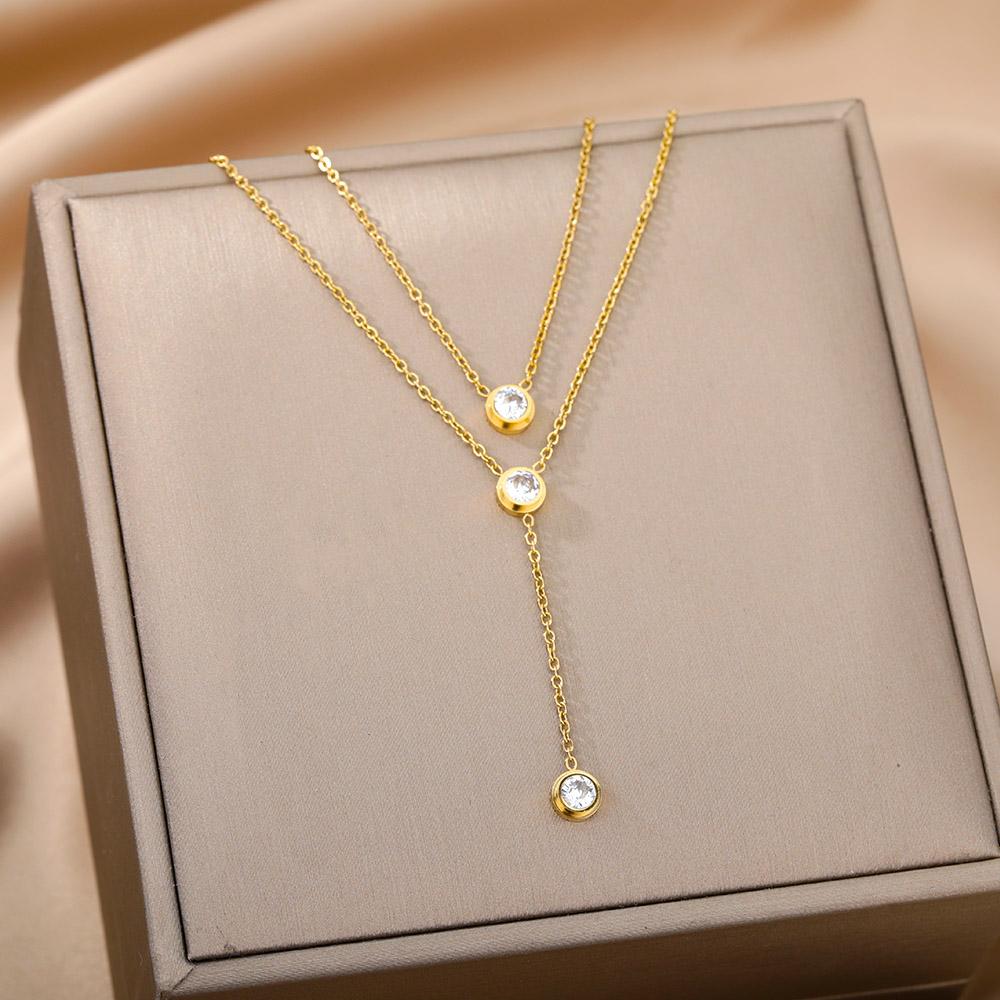 Dainty Imitation Pearl Pendant Necklace For Women Stainless Steel Gold Color Chain Elegant Wedding Christmas Jewelry Gift