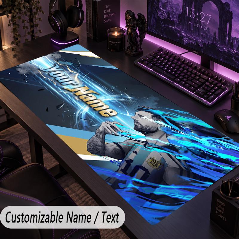 Großes Mauspadd Lionel Messi Benutzerdefinierter Name Text Personalisierte Schreibtischunterlage Rutschfestes Gaming-Pad
