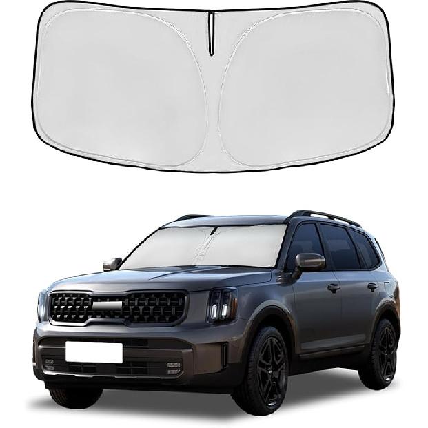 Windshield Sun Shade For Mazda 3 2014-2018 Double Layer 240T Front Window Shade Fit Mazda 3 Sun Visor Foldable Shade Blocks UV Rays Summer Must Have