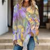 Women Long Sleeve Tunic Top Print Crew Neck Loose Fit Blouse With Pockets Casual Daily Wear Ladies Tops