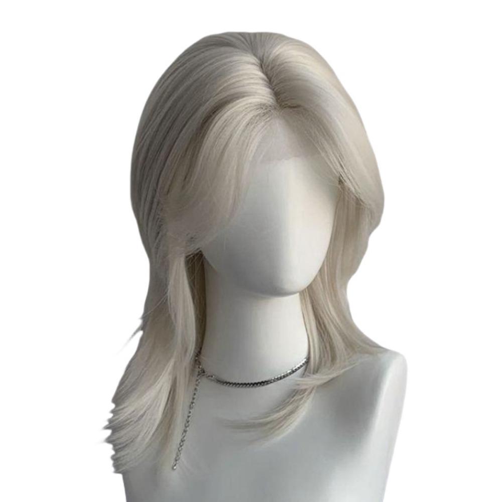 Short Straight Mullet Head Wigs with Bangs Wolf Tail Anime Men Wigs Halloween