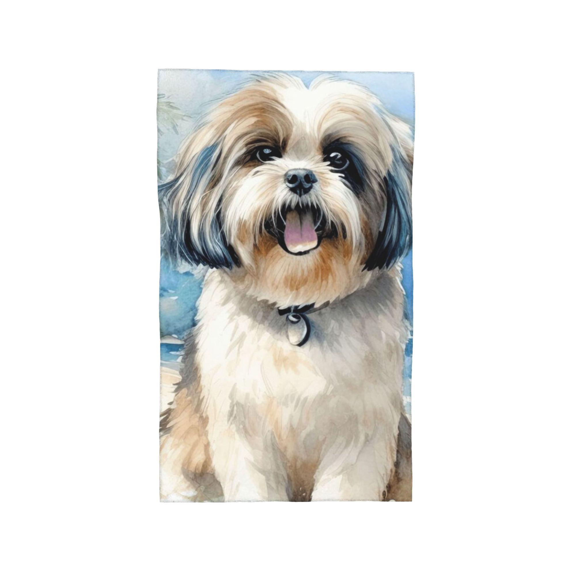 

Shih Tzu On The Beach Soft Face Towel Quick Dry Pool Bath Cotton Towels Absorbent W30*H60(CM)