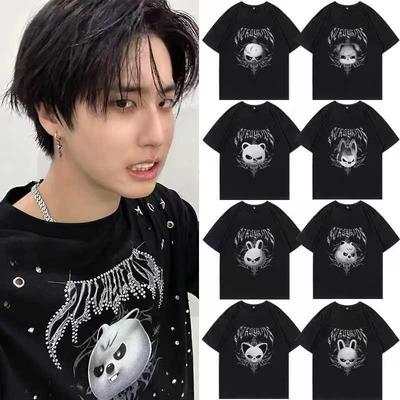 Stray kids DHSPKN Skz Dominate ATE Tour Merch Camiseta Felix Jisung Hyunjin Minho Bangchan Changbin Skzoo Concertos Camiseta Tops Unissex