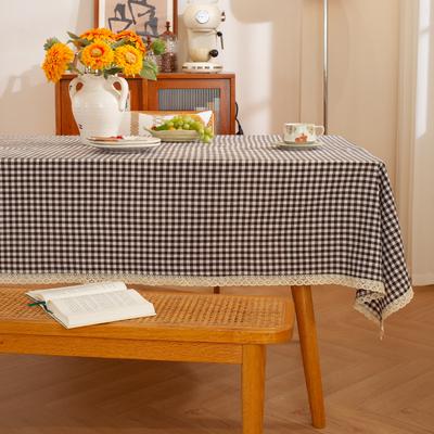 Amerikanische kleine frische karierte Tischdecke mit Spitzenquasten, lange Tischdecke, Schreibtisch-Atmosphären-Dekoration, Picknick, Weihnachten